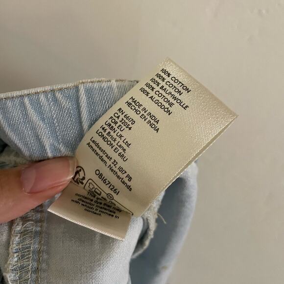 Free People Pants Women's Medium High Waisted Light Blue Joggers Ankle Ties - Picture 11 of 11